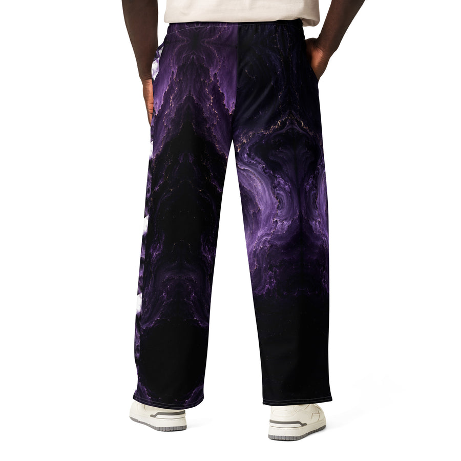 Cosmic Aether Wide-Leg Streetwear Pants – Purple Smoke Edition