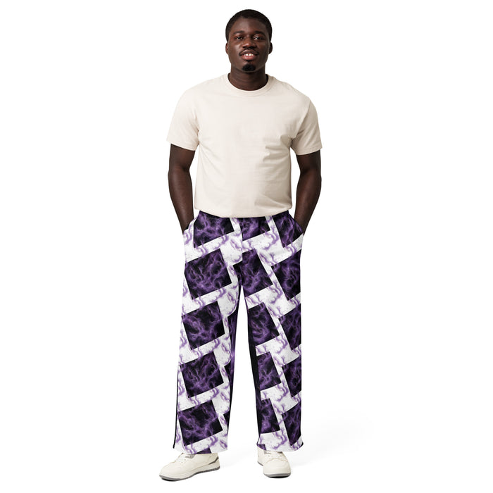 Cosmic Aether Wide-Leg Streetwear Pants – Purple Smoke Edition